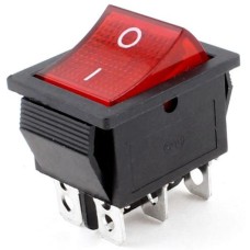 KCD4-R-202 on-on 15A, червоний з підсвічуванням перемикач клавішний, rocker
