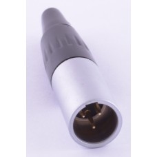 Штекер "тато" mini xlr 3P, на кабель, срібний GT3-1402-3P-SC