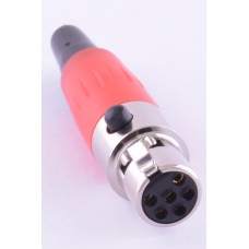 Штекер "мама" mini xlr 6P, на кабель, червоний GT3-1401-6P-RD