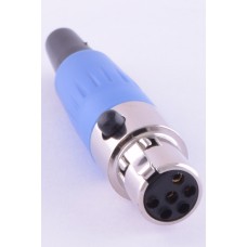 Штекер "мама" mini xlr 6P, на кабель, синій GT3-1401-6P-BL