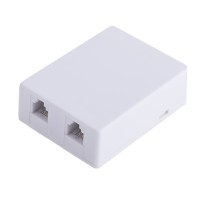 Розетка телефонна 6P4C, 2 гнізда, накладна (GT1-7016-6p4c) Global Tone