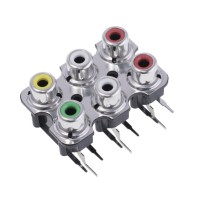 RCA колодка на 6 виходів (KLS1-RCA-602-N-YE-WH-RE-GR-WH-RE)