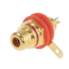 Гніздо RCA червоне на панель, золочене RCA-108-G-R