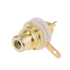 Гніздо RCA біле на панель, золочене RCA-108-G-W
