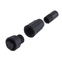 Вилка на кабель 2 контакты, круглый разъём, IP67 (KLS15-249-2F1)