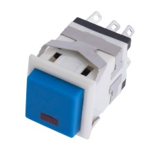 Кнопка PSW-10L Blue з фіксацією з підсвічуванням on-off білий корпус