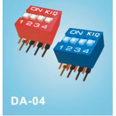 Перемикач DA-04 DIP, 4позиції, кутовий, червоний