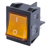 KCD4-201N-B on-of 30A (Перемикач клавішний, rocker) 4 контакти, жовтий Daier