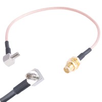 Переходник RP-SMA-F <->TS9-M угловой на проводе RG316, 20см