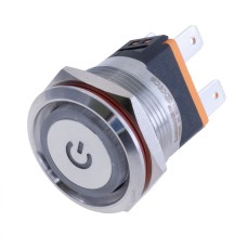Кнопка LB22C з синьою підсвіткою: кільцесимвол, 220В, з фіксатором