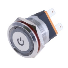 Кнопка LB22C з зеленою підсвіткою: кільцесимвол, 220В, з фіксатором
