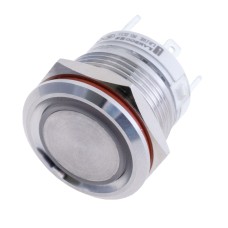 Кнопка LB19E з синьою підсвіткою: кільце, 220В, з фіксатором