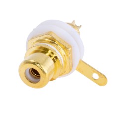 Гніздо RCA біле на панель, золочене L-KLS1-RCA-108-G-W/65