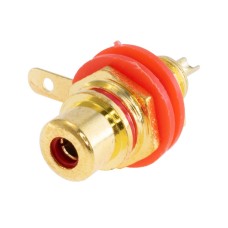 Гніздо RCA червоне на панель, золочене L-KLS1-RCA-108-G-R/65