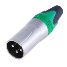 Гніздо "тато" XLR male-green, на провід, корпус металевий, зелене