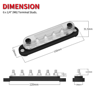 Блок распределения питания 6и контактный, красный M8 BB150-T6M8-C-R Daier