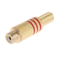 Гніздо RCA тюльпан золочений з червоною смугою KLS1-RCA-PF03-G-R-6.5