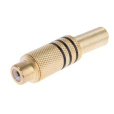 Гніздо RCA тюльпан золочений з чорною смугою KLS1-RCA-PF03-G-B-6.5