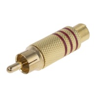 Штекер RCA (тюльпан) золоченый, с красный полосой (KLS1-RCA-PM03-G-R-W-6.5)