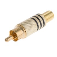 Штекер RCA (тюльпан) золоченый с черный полосой (KLS1-RCA-PM03-G-B-W-6.5)