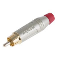 Вилка RCA серый,красный, на провод, IP40; позолота (ACPR-SRD)