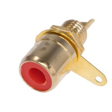 Гніздо RCA червоне на панель, золочене CC-117