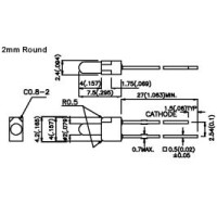 Светодиод 2mm желтый 5900nm, 60 ° (L-1464YD Kingbright)