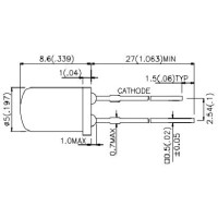 Светодиод голубой, 5 mm, L-7083PBD-H Kingbright