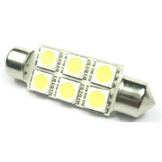 Лампа автомобільна під цоколь SV8.5 C5W. [white] 36mm BL2 - 6 світлодіодів