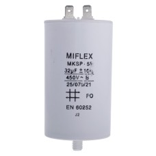 32uF 450VAC Конденсатор: для двигунів, фазозсувний; 32мкФ; 450В; ±10% I15KV632K-B /MIFLEX