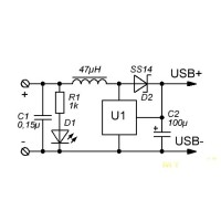 Повышающий DC-DC USB преобразователь 0.9-5В в 5В 600мА