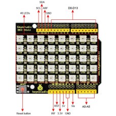 Шилд світлодіодного екрану 8х5 на WS2812 для Arduino від Keyestudio