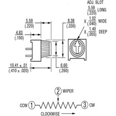 Підлаштувальний резистор 3386P 20кОм з ручкою