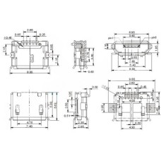 Гніздо micro USB 5pin HW-MC-5F-02