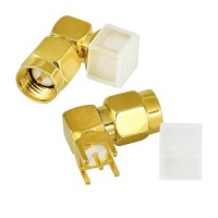 Коаксиальный коннектор SMA-plug угловой для печатной платы 1шт