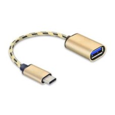 OTG кабель USB 2.0 AF - Type-C тканинне оплетення (різні кольори)