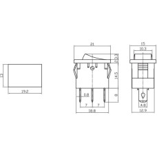 Перемикач KCD1-106-3P 6A/220V чорний