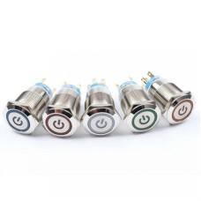Металевий круглий кнопковий перемикач з підсвічуванням LED 12 V, червоний