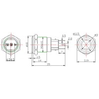 Металлический круглый кнопочный переключатель с подсветкой LED 12 V, синий