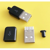 Штекер USB-A сборной с кабельным вводом