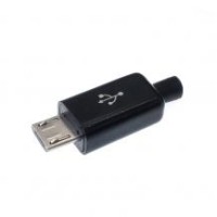 Штекер micro-USB 4pin прямий з корпусом і кабельним вводом