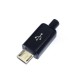 Штекер micro-USB 4pin прямой с корпусом и кабельным вводом