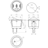 Переключатель круглый KCD1-201-2P ON-OFF 2-х контактный 6A 220V белый