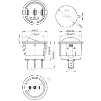 Переключатель круглый KCD1-201-3P ON-OFF-ON 3-х контактный 6A 220V чёрный
