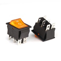 Перемикач з підсвіткою жовтий KCD4, DPDT (ON-OFF-ON), 250В,16А