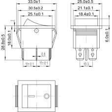 Вимикач білий KCD4, DPDT On-On, 250В/16A