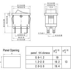 Вимикач KCD2-202-6P ON-OFF 6A 250V DPDT 6 pin чорний