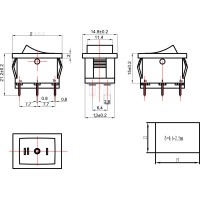 Переключатель KCD1 ON-OFF-ON (6A 250В) 6 pin (черный)
