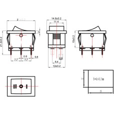 Перемикач KCD2-202-6P ON-OFF-ON 6A 250В 6 pin чорний