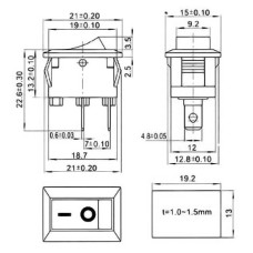 Перемикач червоний KCD1, SPST ON-OFF, 250В/6А